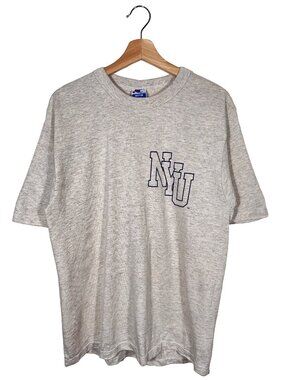 Vintage 80s Made in USA Single Stitch Champion NYU Heather Gray T-shirt mens M
